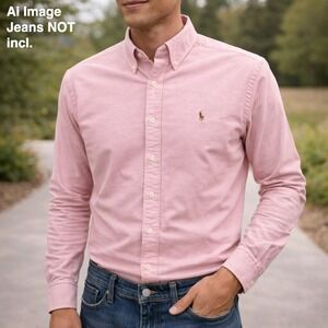 Ralph Lauren Classic Fit Oxford Shirt Men L Pink Button Down Cotton Ivy League